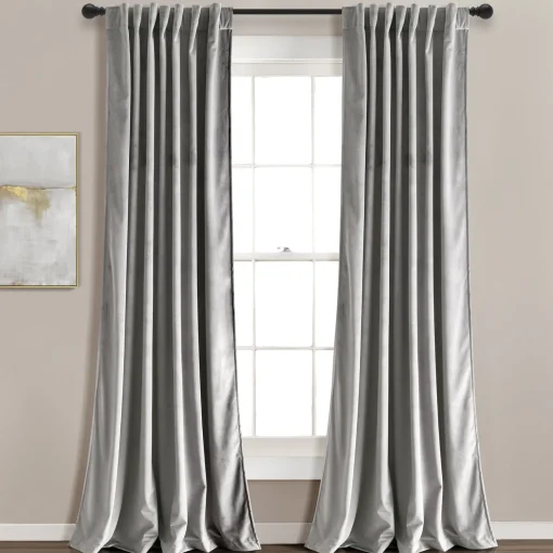 Prima Velvet Solid Back Tab Rod Pocket Light Filtering Window Curtain Panel Set