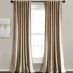 Prima Velvet Solid Back Tab Rod Pocket Light Filtering Window Curtain Panel Set