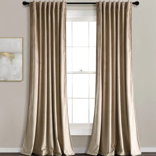 Prima Velvet Solid Back Tab Rod Pocket Light Filtering Window Curtain Panel Set