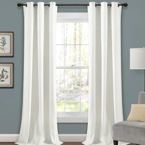 Prima Velvet Solid Grommet Light Filtering Window Curtain Panel Set