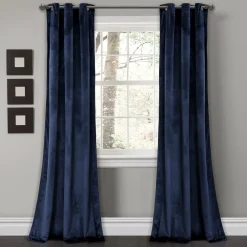 Prima Velvet Solid Grommet Light Filtering Window Curtain Panel Set