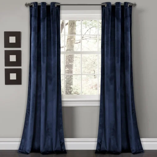 Prima Velvet Solid Grommet Light Filtering Window Curtain Panel Set