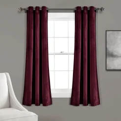 Prima Velvet Solid Grommet Light Filtering Window Curtain Panel Set