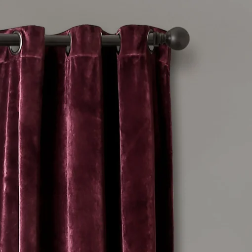 Prima Velvet Solid Grommet Light Filtering Window Curtain Panel Set