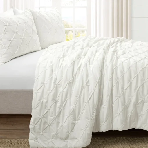 Ravello Pintuck Cotton Comforter 3 Piece Set