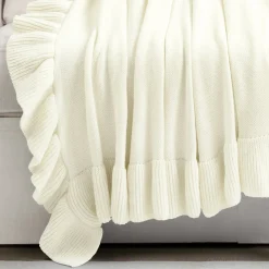 Reyna Soft Knitted Ruffle Throw