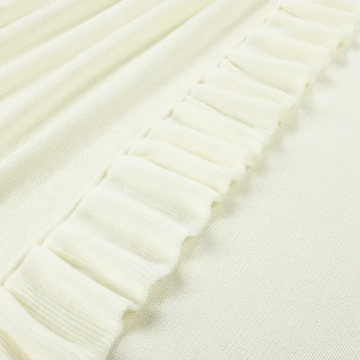 Reyna Soft Knitted Ruffle Blanket/Coverlet