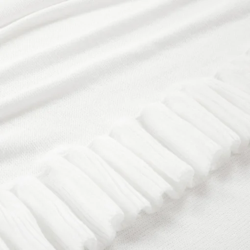 Reyna Soft Knitted Ruffle Blanket/Coverlet