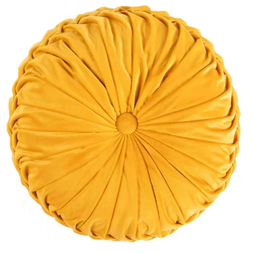 Round Pleated Soft Velvet Throw Pillow