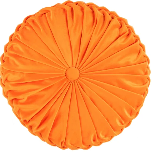 Round Pleated Soft Velvet Throw Pillow