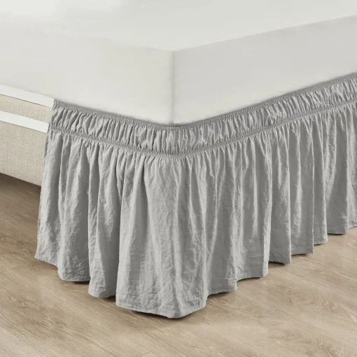 Ruched Ruffle Elastic Easy Wrap Around Bed Skirt