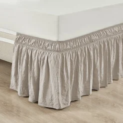 Ruched Ruffle Elastic Easy Wrap Around Bed Skirt