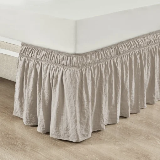Ruched Ruffle Elastic Easy Wrap Around Bed Skirt