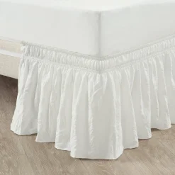 Ruched Ruffle Elastic Easy Wrap Around Bed Skirt
