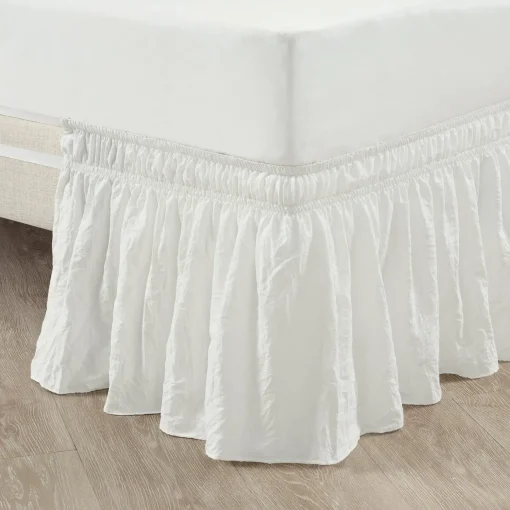 Ruched Ruffle Elastic Easy Wrap Around Bed Skirt