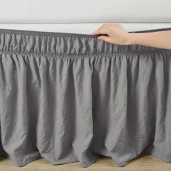 Ruched Ruffle Elastic Easy Wrap Around Bed Skirt