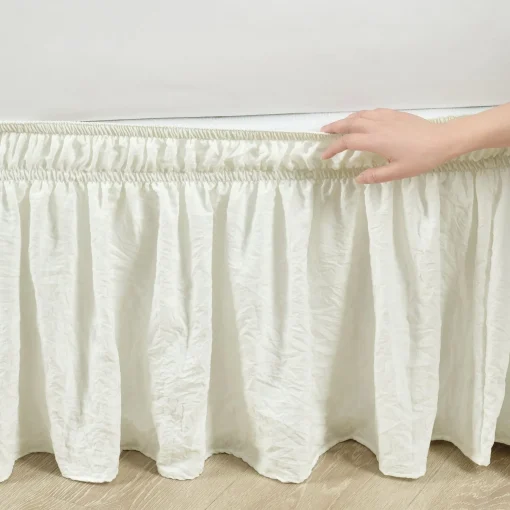 Ruched Ruffle Elastic Easy Wrap Around Bed Skirt