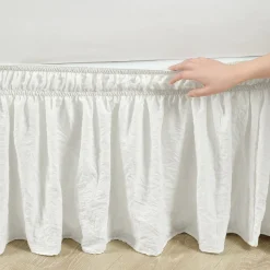Ruched Ruffle Elastic Easy Wrap Around Bed Skirt