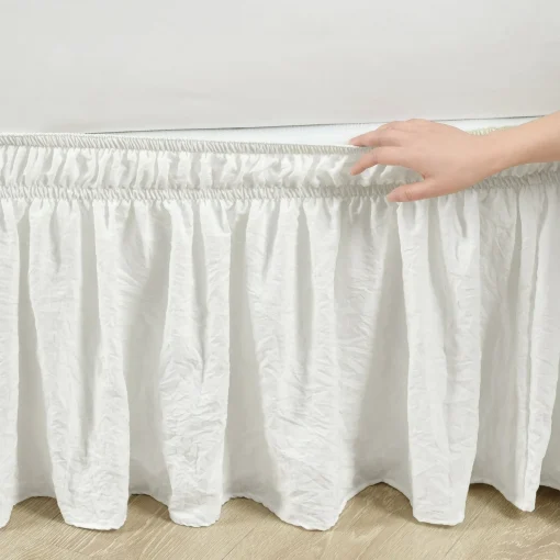 Ruched Ruffle Elastic Easy Wrap Around Bed Skirt