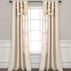 Ruched Waterfall Faux Linen Window Curtain Panel