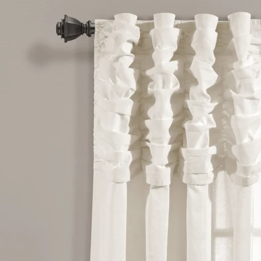 Ruched Waterfall Faux Linen Window Curtain Panel