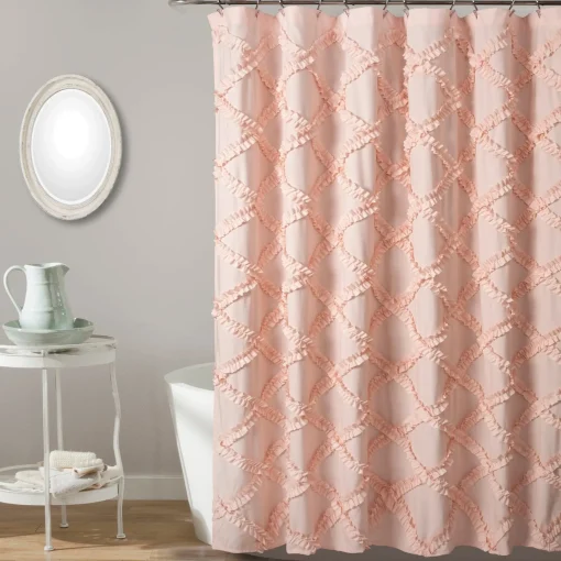 Ruffle Diamond Shower Curtain