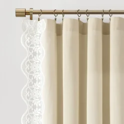 Scalloped Edge Lace Border Window Curtain Panel