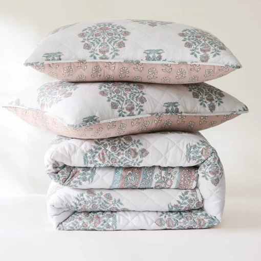 Sofia Flower Block Bouquet Reversible Quilt 6Pc Set