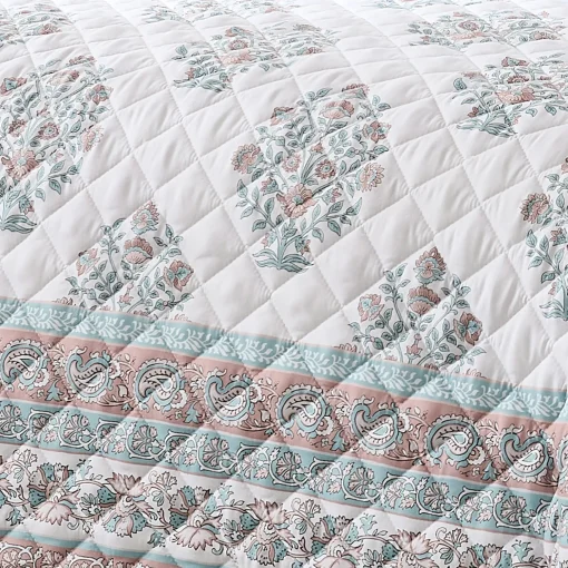 Sofia Flower Block Bouquet Reversible Quilt 6Pc Set