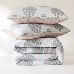 Sofia Flower Block Bouquet Reversible Quilt 6Pc Set