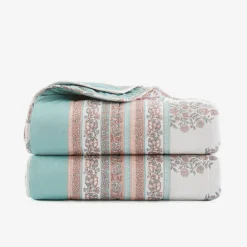 Sofia Flower Block Bouquet Reversible Cotton Throw Blanket