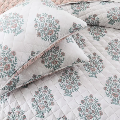 Sofia Flower Block Bouquet Reversible Quilt 6Pc Set