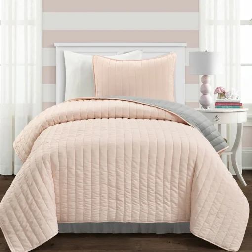 Soft Stripe All Season Quilt/Coverlet Set