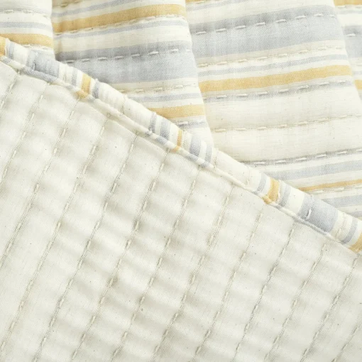 Solange Stripe Kantha Pick Stitch Yarn Dyed Cotton Woven Throw
