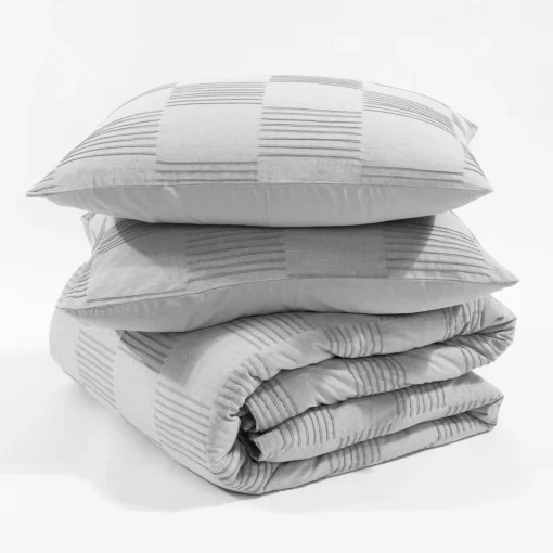 Sorano Chambray Textured Jacquard Cotton Duvet Cover 3 Piece Set