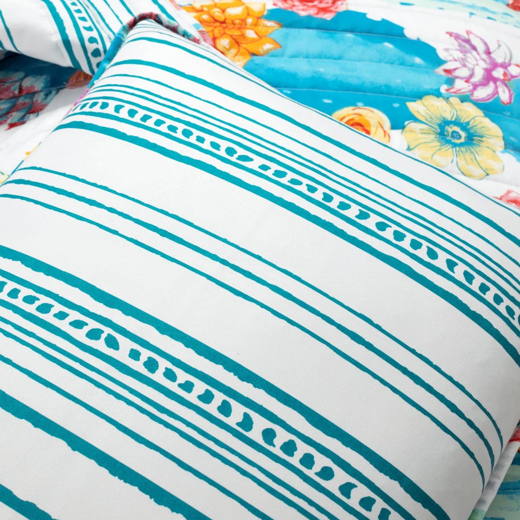 Southwest Vibrant Cactus Reversible 3 Piece Quilt Set