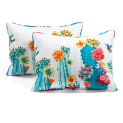 Southwest Vibrant Cactus Reversible 3 Piece Quilt Set