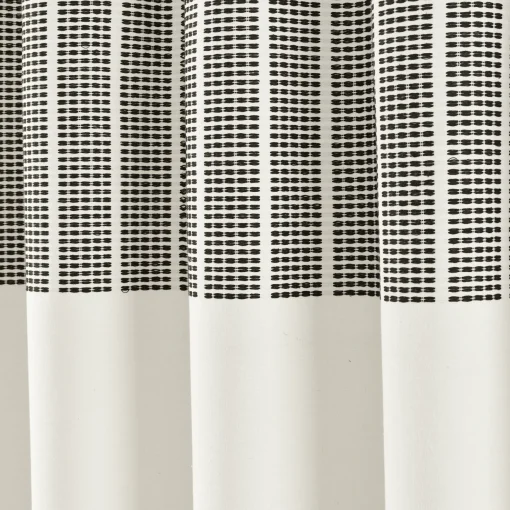 Stitched Woven Stripe Yarn Dyed Recycled Cotton Blend Shower Curtain