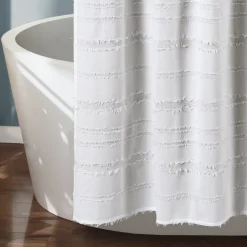 Stripe Clip Jacquard Shower Curtain