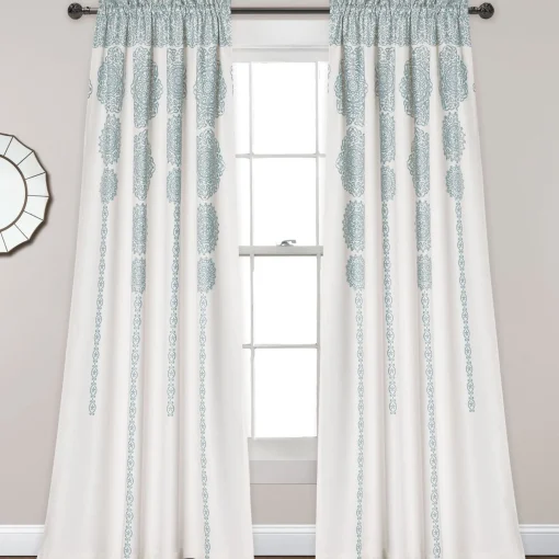 Stripe Medallion Light Filtering Window Curtain Set