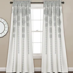 Stripe Medallion Light Filtering Window Curtain Set