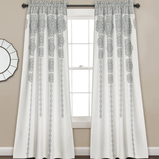 Stripe Medallion Light Filtering Window Curtain Set