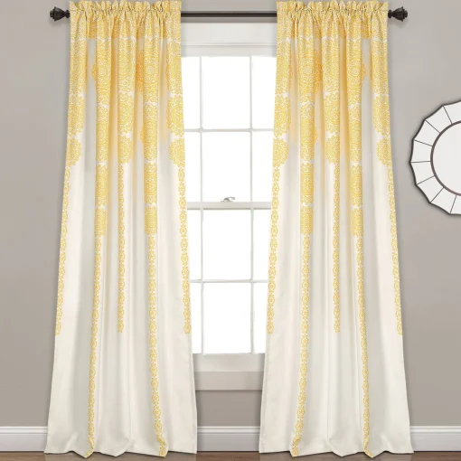 Stripe Medallion Light Filtering Window Curtain Set