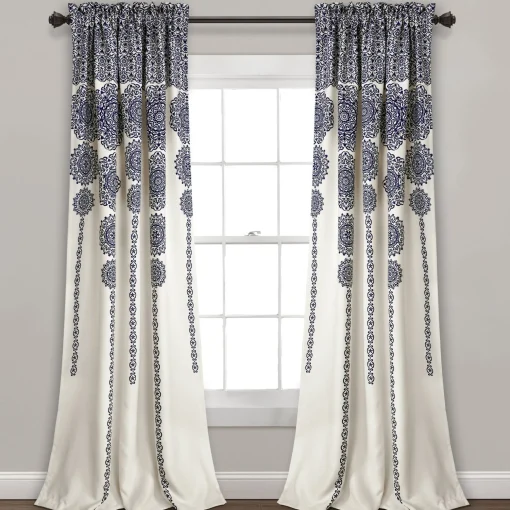 Stripe Medallion Light Filtering Window Curtain Set