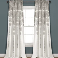 Stripe Medallion Light Filtering Window Curtain Set