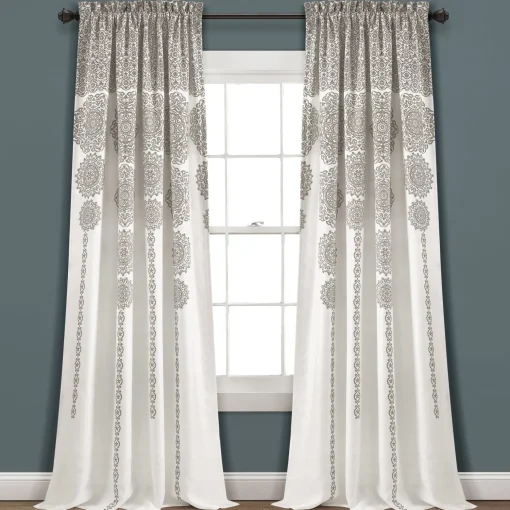 Stripe Medallion Light Filtering Window Curtain Set