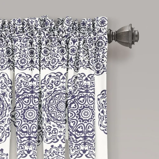 Stripe Medallion Light Filtering Window Curtain Set