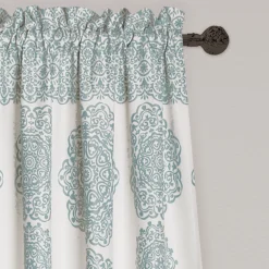 Stripe Medallion Light Filtering Window Curtain Set