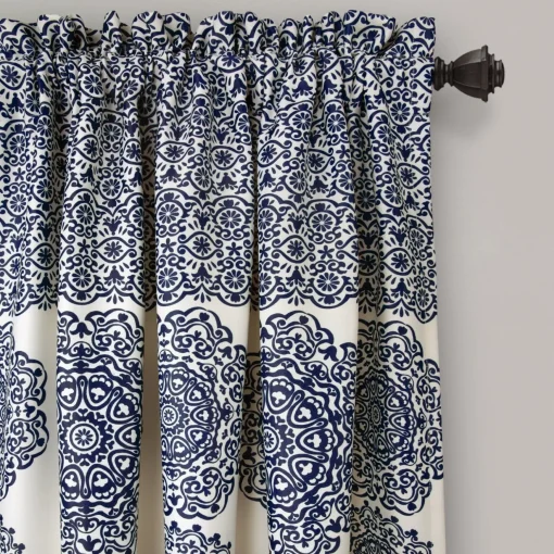 Stripe Medallion Light Filtering Window Curtain Set