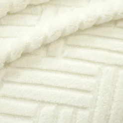 Super Cozy Ultra Soft Sherpa Jacquard Geo Blanket/Bedspread